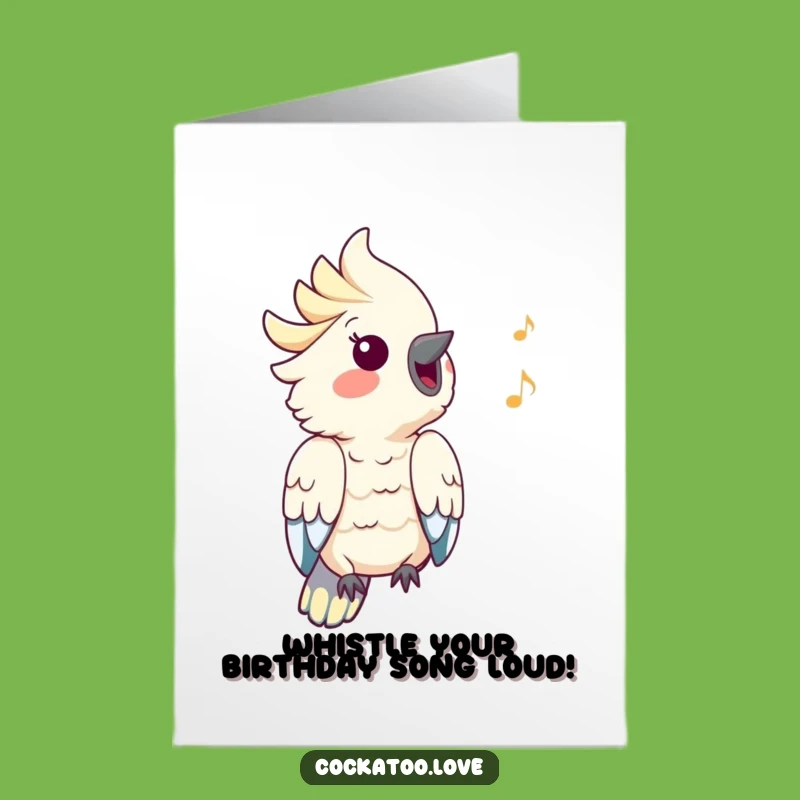Funny Free Printable Birthday Card: Whistling Cockatoo - Joyful Greetings!