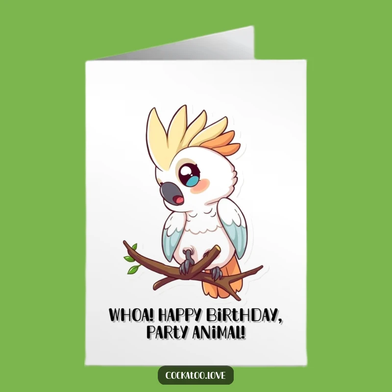 Free Printable Birthday Card: Surprised Cockatoo Funny Downloadable Gift