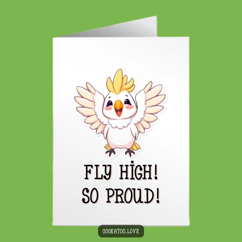 Free Printable Congrats Card: Ecstatic Cockatoo, Downloadable Celebration Wings Gift