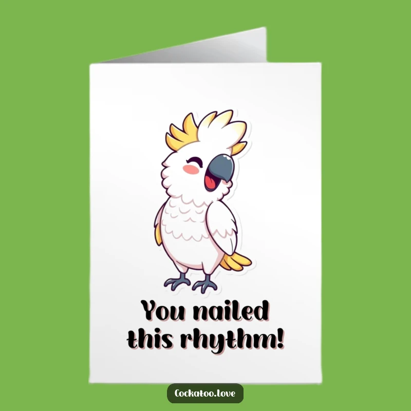 Free Printable Congrats Card: Bobbing Cockatoo, Funny Downloadable for Celebratory Moves
