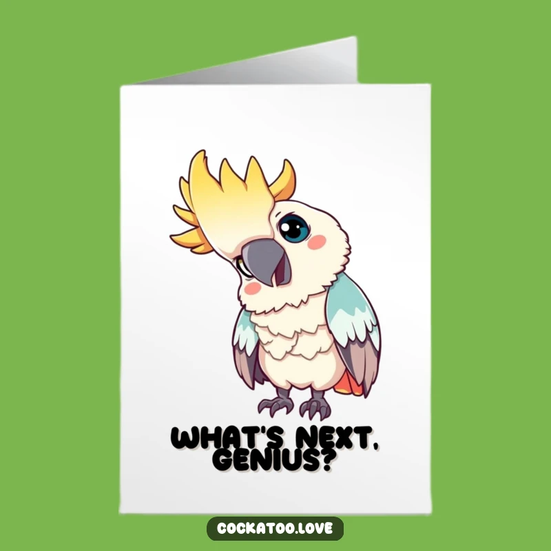 Free Printable Congrats Card: Curious Cockatoo Head Tilt for Wonderous Downloadable Gift