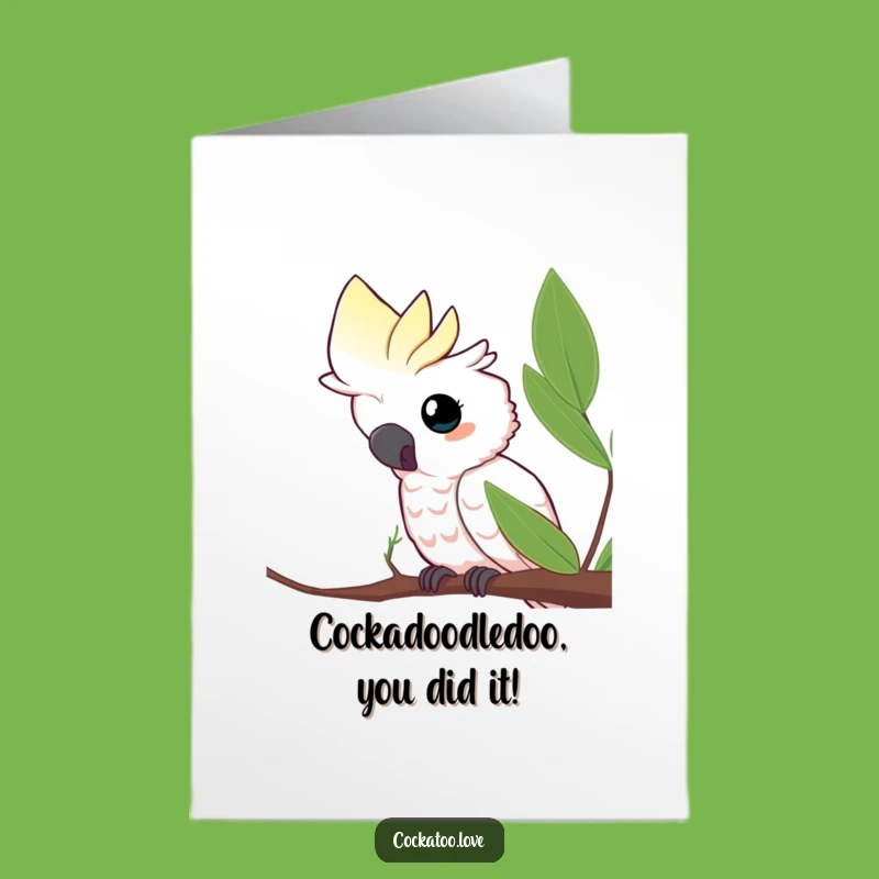 Free Printable Congrats Card: Curious Cockatoo Shares Joy - Funny Downloadable Gift