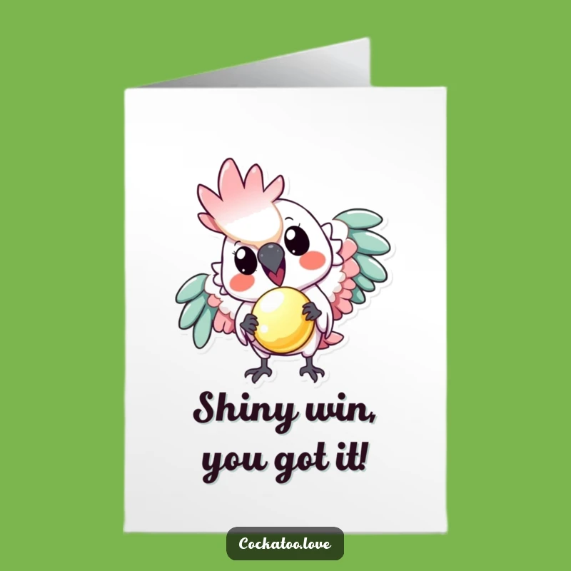 Free Printable Congrats Card: Playful Cockatoo Shiny Offering for Celebratory Downloadable Gift