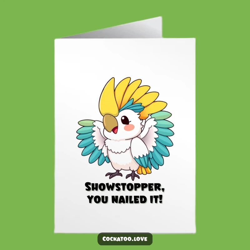Free Printable Congrats Card: Vibrant Cockatoo Crest Fan for Celebratory Downloadable Gift