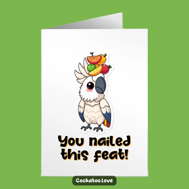 Free Printable Congrats Cockatoo Card: Fruit Balance Achievement Download
