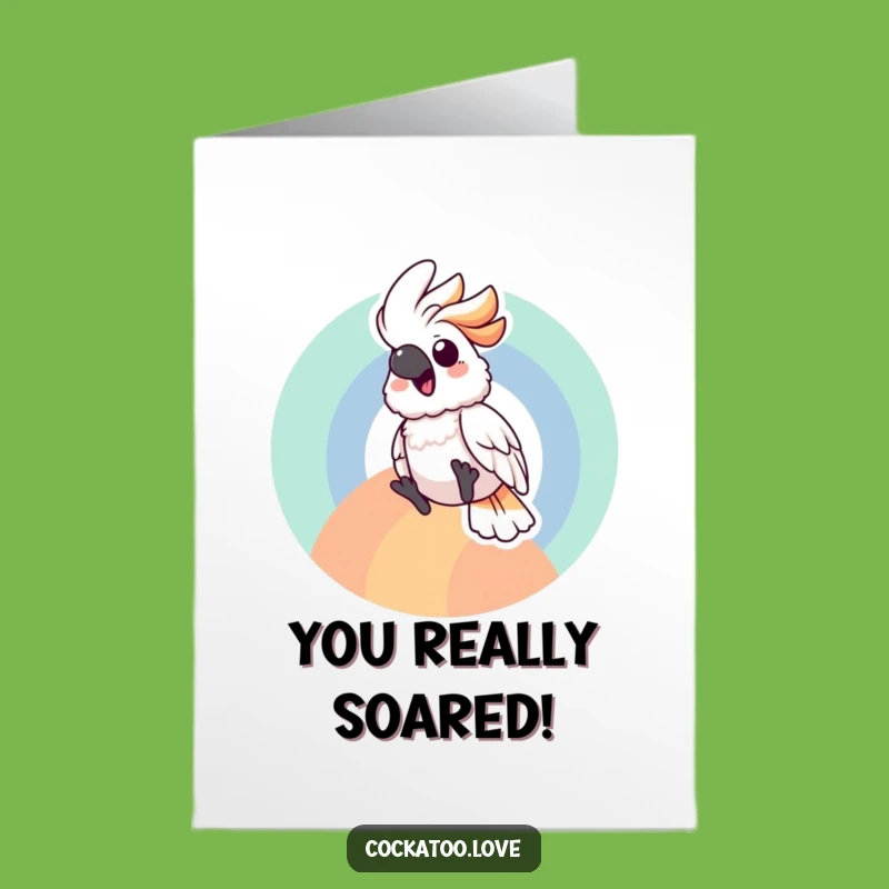 Free Printable Congrats Cockatoo Card: Rainbow Slide Celebration Download