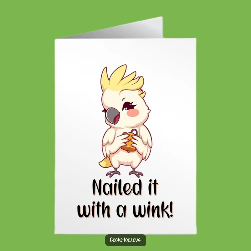 Free Printable Congrats Card: Winking Cockatoo Surprise - Humorous Downloadable Gift!