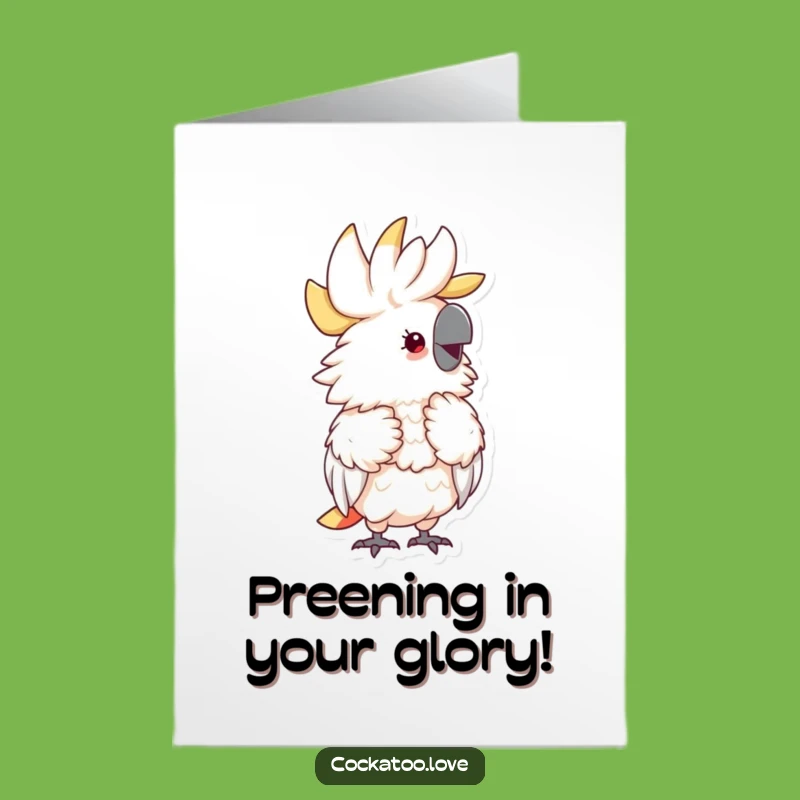 Free Printable Congrats Card: Fluffy Cockatoo Delight Funny Downloadable Gift