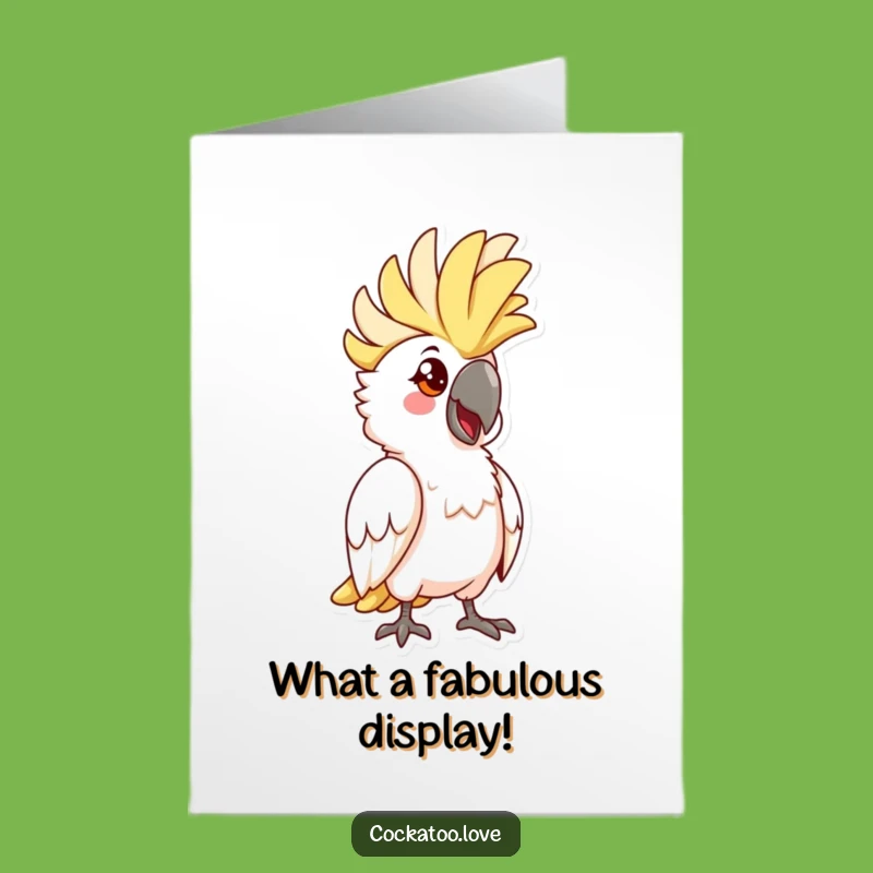 Free Printable Congrats Card: Funny Cockatoo Pose - Celebration Downloadable Greeting!