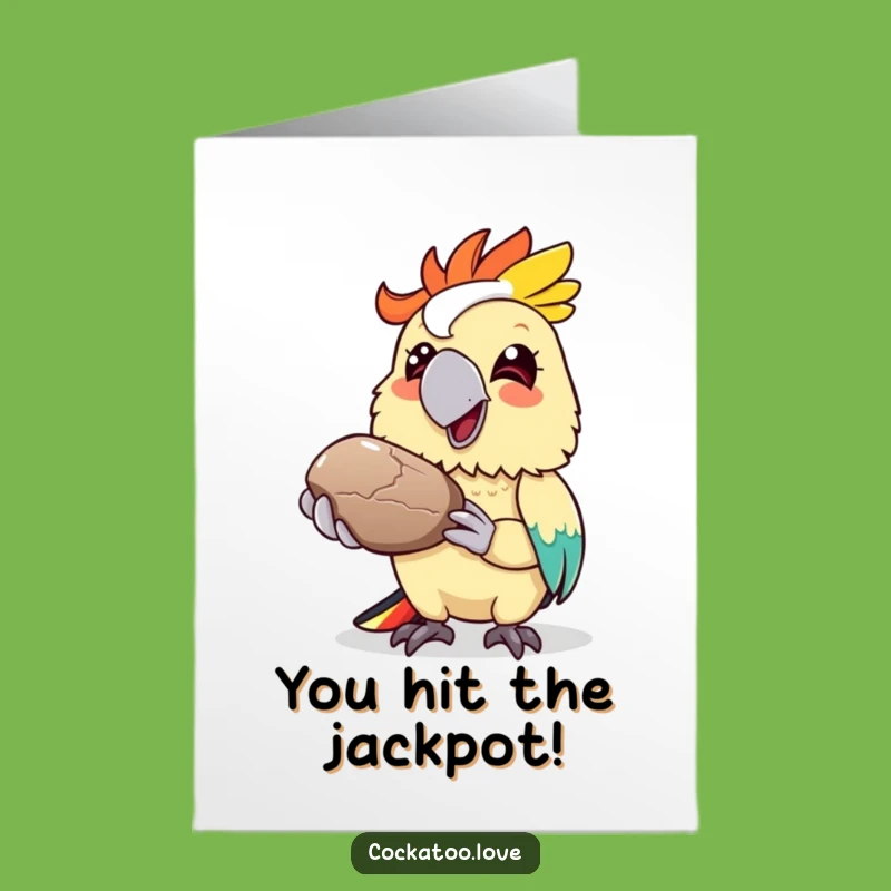Free Printable Congrats Cockatoo Card: Shiny Pebble Downloadable Greeting
