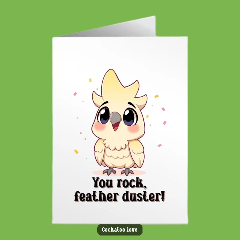 Free Printable Congrats Card: Excited Cockatoo Confetti Celebration Downloadable Gift