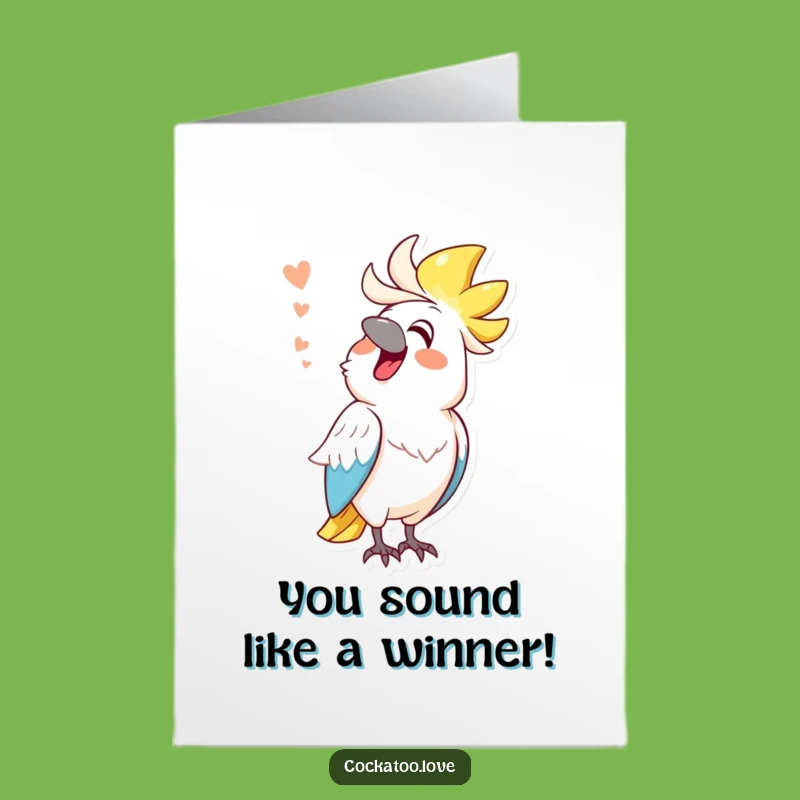 Free Printable Congrats Cockatoo Card: Funny Mimic Downloadable Greeting for Success
