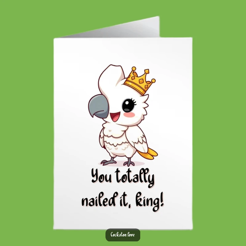 Free Printable Regal Cockatoo Congrats Card: Royal Bird Crown Design - Easy Download