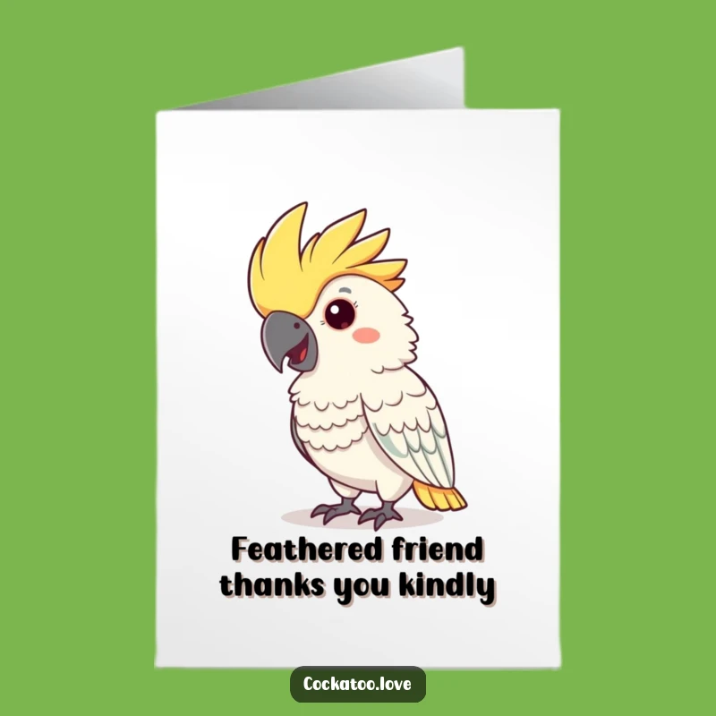 Free Printable Thank You Card: Cheerful Cockatoo Nodding Funny Downloadable Gift