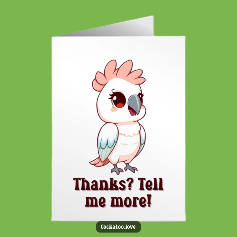 Free Printable Thank You Card: Curious Cockatoo Says Thanks! Downloadable Gift