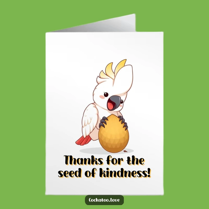 Free Printable Thank You Card: Happy Cockatoo - Grateful Seed Pecking Message