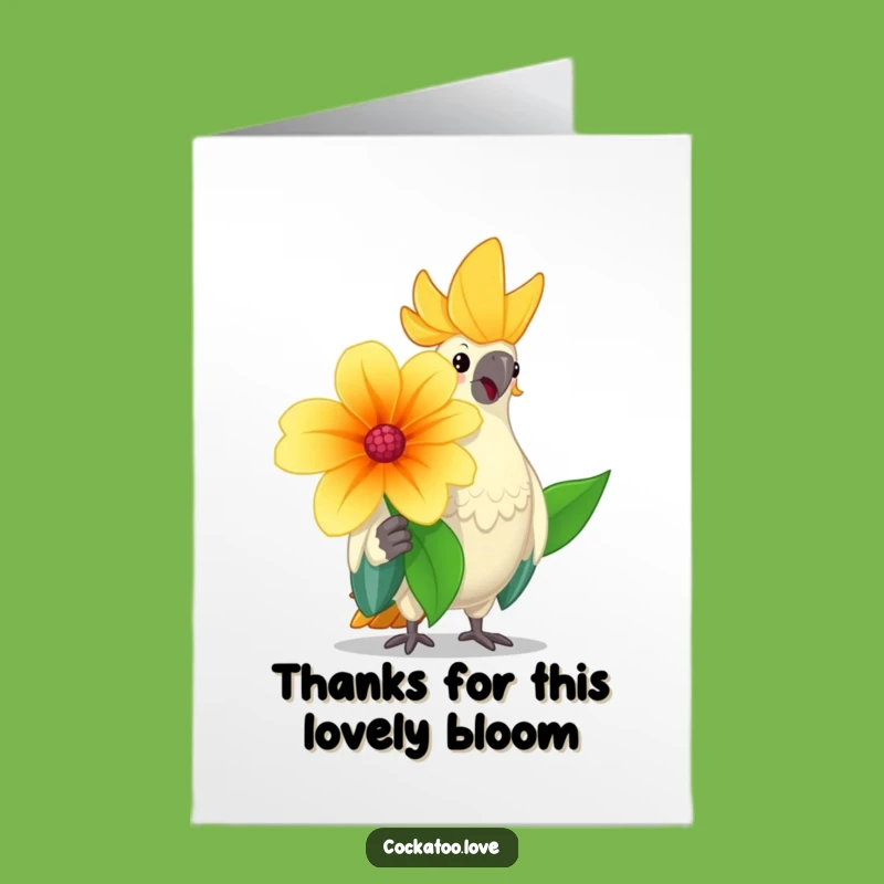 Printable Thank You Cockatoo Card: Cheerful Flower Gift - Free Download