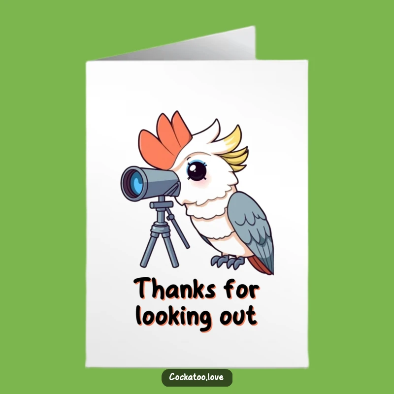 Printable Thank You Cockatoo Card: Curious Telescope - Free Download
