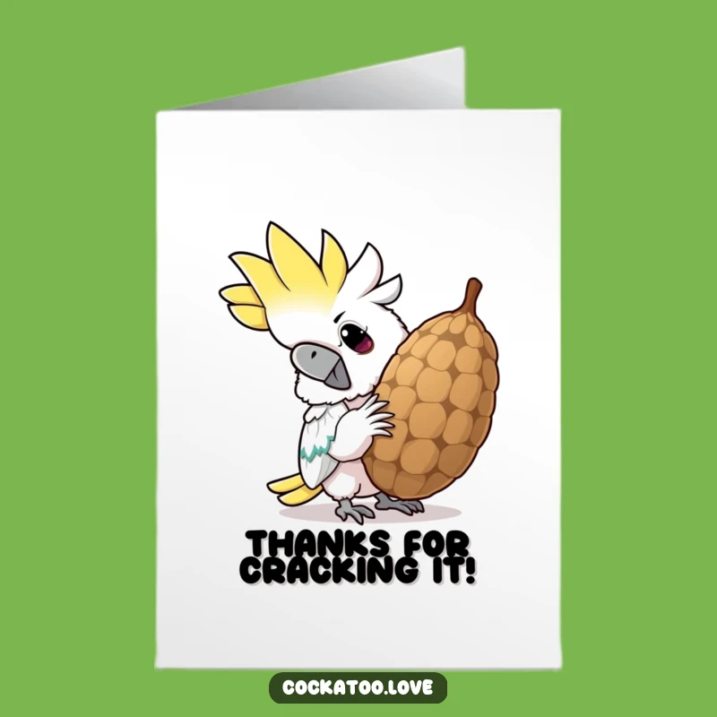 Free Printable Funny Cockatoo Thank You Card: Grateful Seed Cracker Downloadable Gift