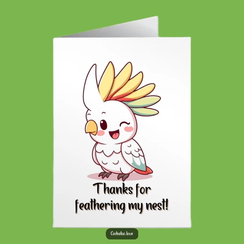 Free Printable Thank You Cockatoo Card: Crest Raised Downloadable Greeting for Thanks