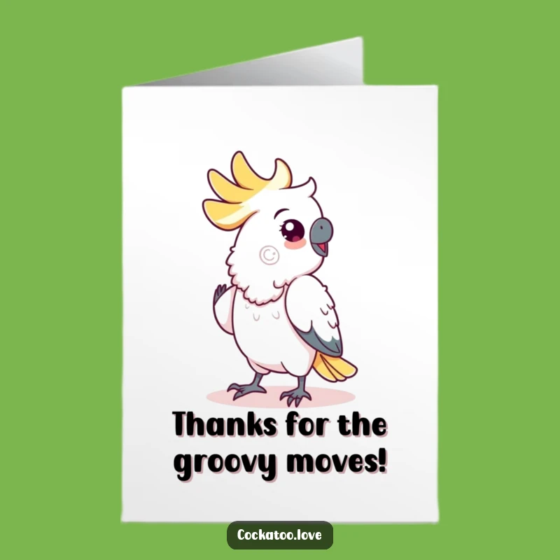 Free Printable Funny Cockatoo Thank You Card: Dance Gratitude Downloadable Gift