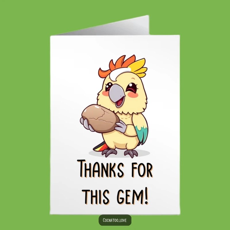 Free Printable Thank You Cockatoo Card: Pebble Gift Downloadable Greeting