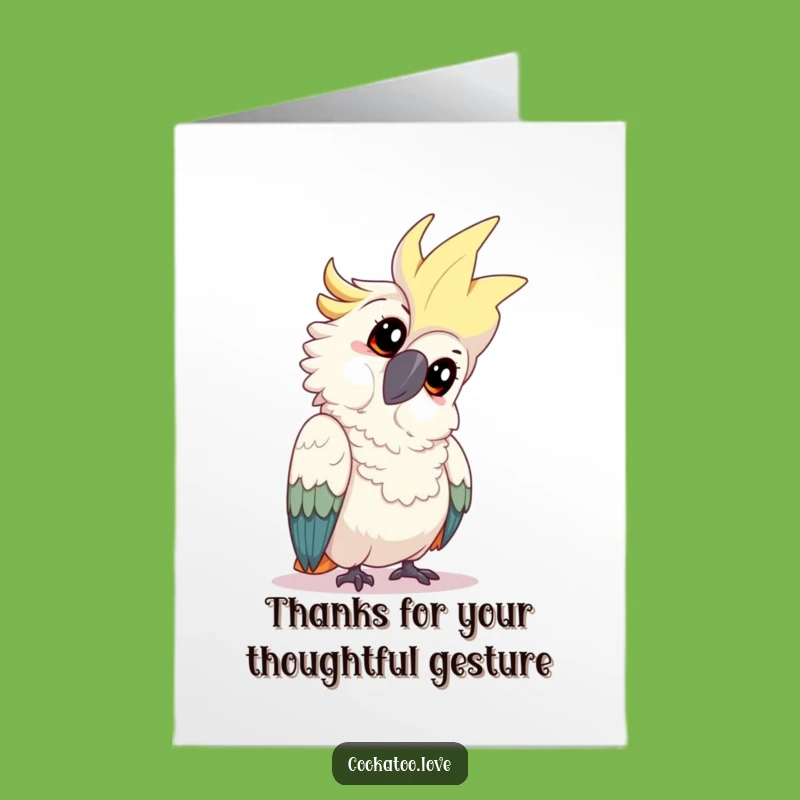 Free Printable Thank You Card: Curious Cockatoo Funny Downloadable Note