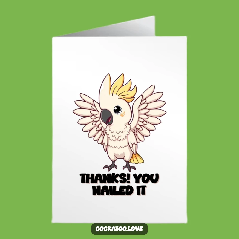 Free Printable Thank You Card: Dramatic Cockatoo Thanks! Downloadable Gift