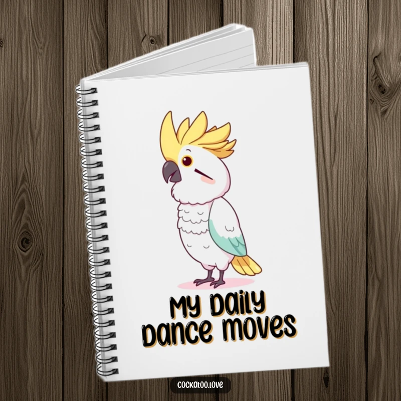 Funny Cockatoo Dancer Notebook: Adorable bird character in a playful dance pose, ready to inspire your writing.