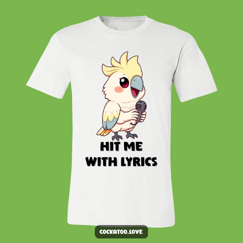 Funny Cockatoo Mic T-Shirt: Star Bird Graphic Tee for Music Lovers