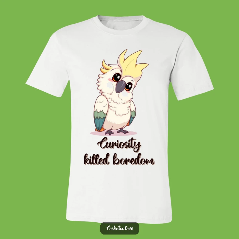 Funny Cockatoo Tilt T-Shirt - Playful Inquisitive Bird Tee, Ideal Humorous Gift