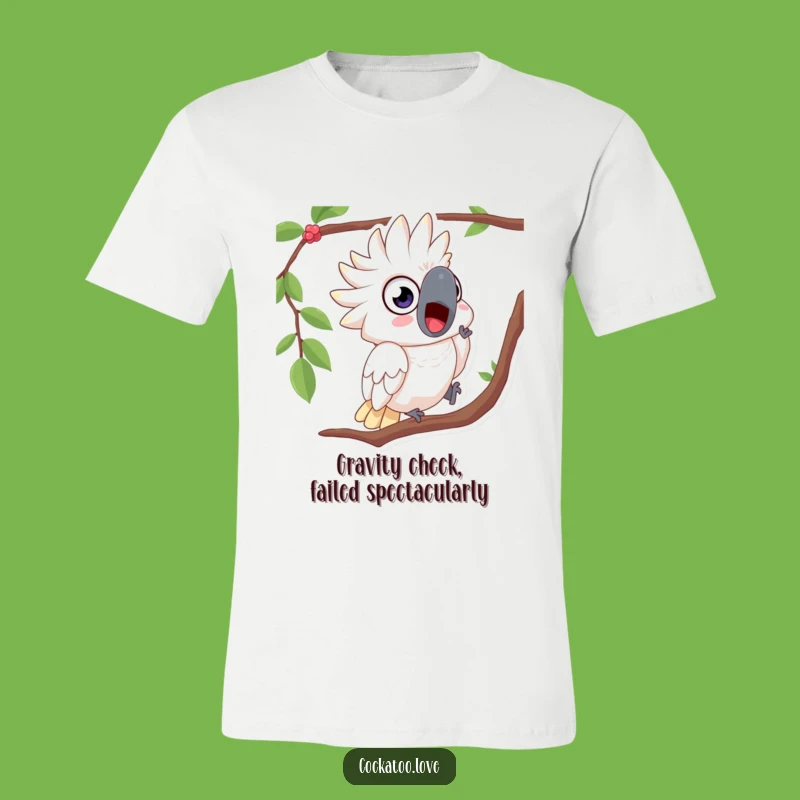 Funny Surprised Cockatoo T-Shirt - Wide-Eyed Falling Design Gift