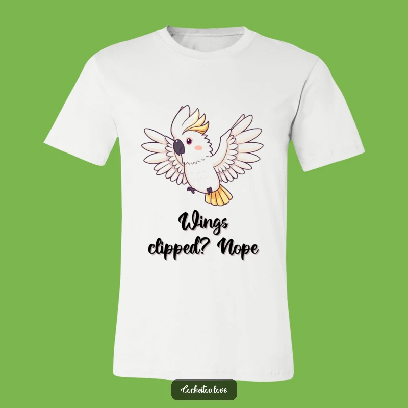 Funny Cockatoo Flying Free T-Shirt - Expressive Bird Tee, Perfect Funny Gift
