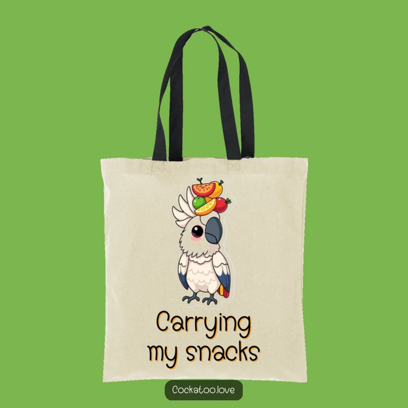 Focused Cockatoo Fruit Tote Bag: Determined Bird Bag, Funny & Practical Gift!