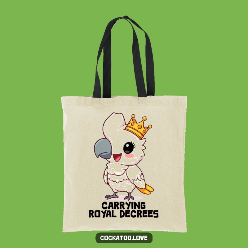 Funny Regal Cockatoo Tote Bag: Comical Crowned Bird Carry-All, Great Funny Gift