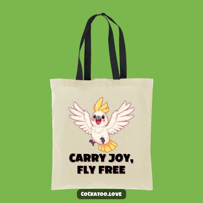 Funny Cockatoo Leaping Tote Bag A Joyful Bird Carryall for Happy Outings
