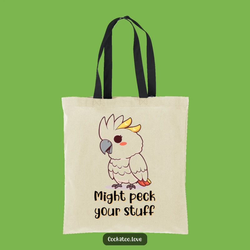 Funny Cockatoo Tote Bag: Carry Your Playful Spirit with a Pecking Bird