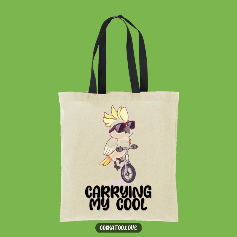 Funny Cockatoo Unicycle Sunglasses Tote: Carry Your Laughs in Style, Funny Gift!
