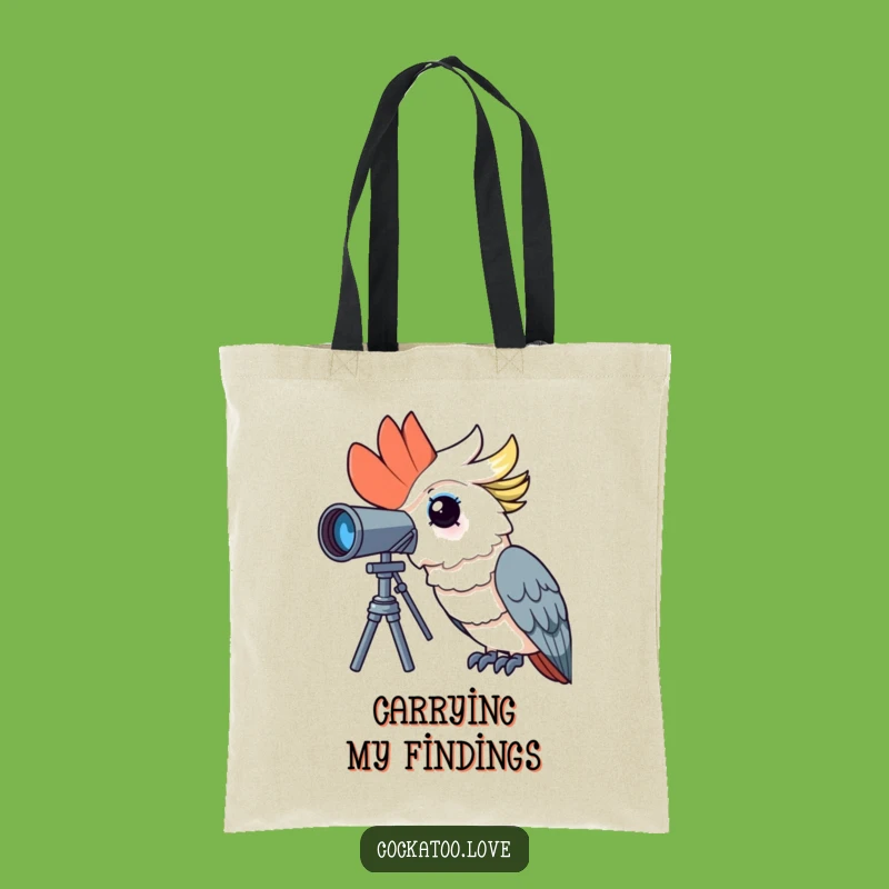 Funny Curious Cockatoo Tote Bag: Explorer Bird Carry-All, Unique Funny Gift