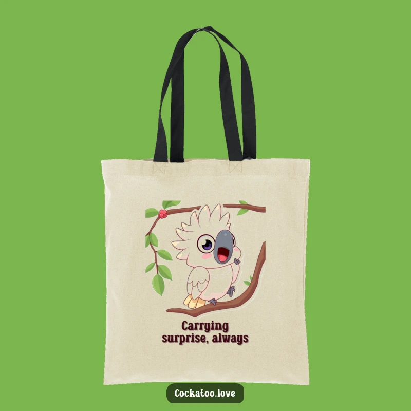 Funny Surprised Cockatoo Tote Bag - Wide-Eyed Accessory Gift